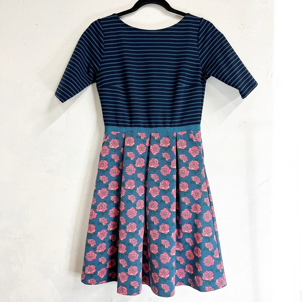 Matilda Jane Girls Dress Roses Stripes Zipper Back Beauty Flared Small Summer